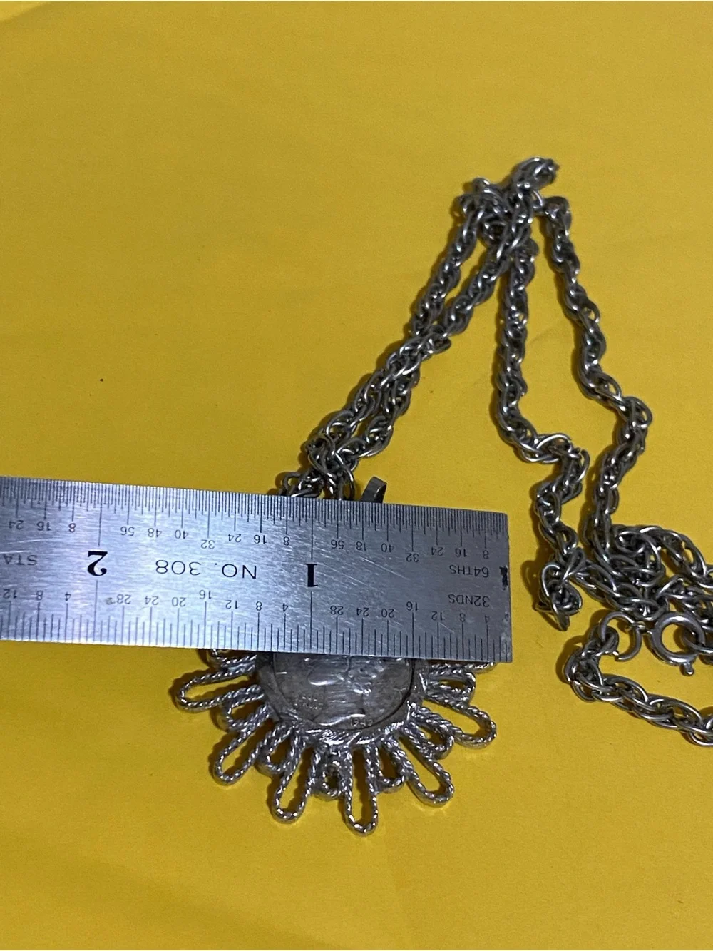 1942 Mercury Silver Dime In Starburst Pendant With Chain